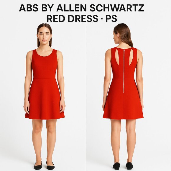 ABS Allen Schwartz Red Sleeveless Fit & Flare Dress PS - Picture 1 of 8
